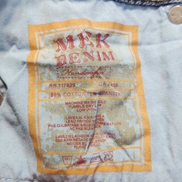 💜MEK Blue Zanzibar Distressed Boot Cut Jeans Size 6/28 - Picture 13 of 14